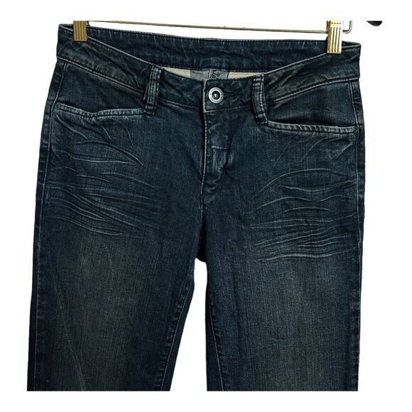 BCBGMaxAzria Bella Wide Leg Dark Midnight Flare Jeans Sz 27 Mid-Rise 33" Inseam - Picture 3 of 6